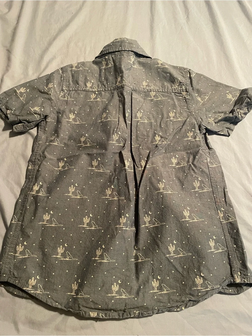 The Children's Place Chambray Short Sleeve Desert Cactus Button-Down Shirt